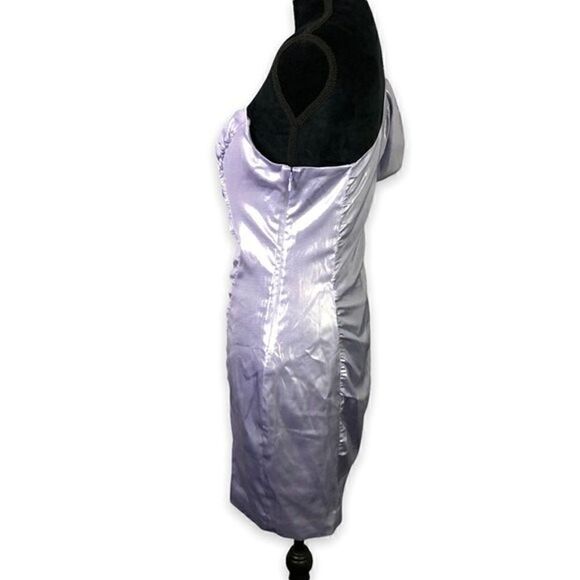 & Other Stories Metallic One-Shoulder Mini Dress in Lilac Purple Size 8 - Picture 4 of 11